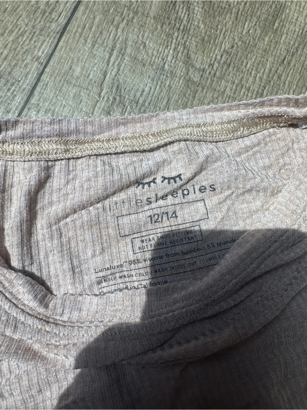 Little sleepies ribbed tan pj set